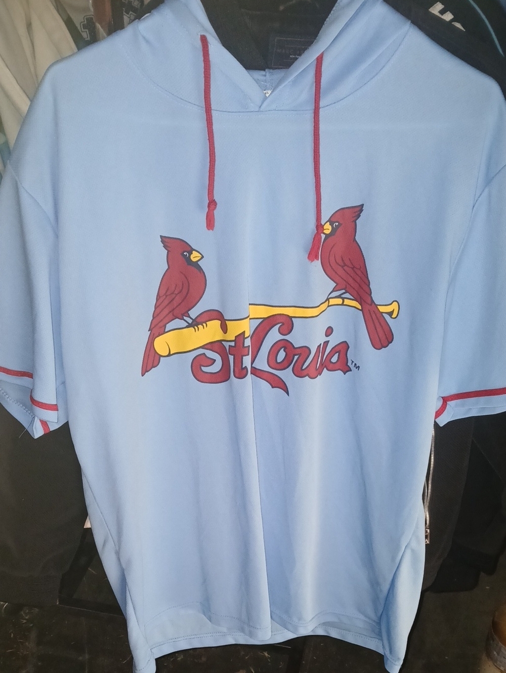 St. Louis Cardinals Light Blue Hoodie with Red Cardinals Logo - Unbranded